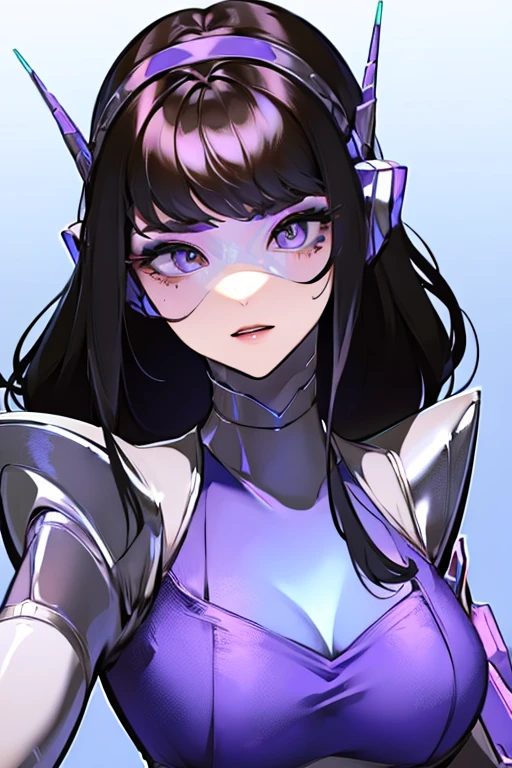 empty eyes,robotized woman ,big bust,Robot Joint ,Metal skin