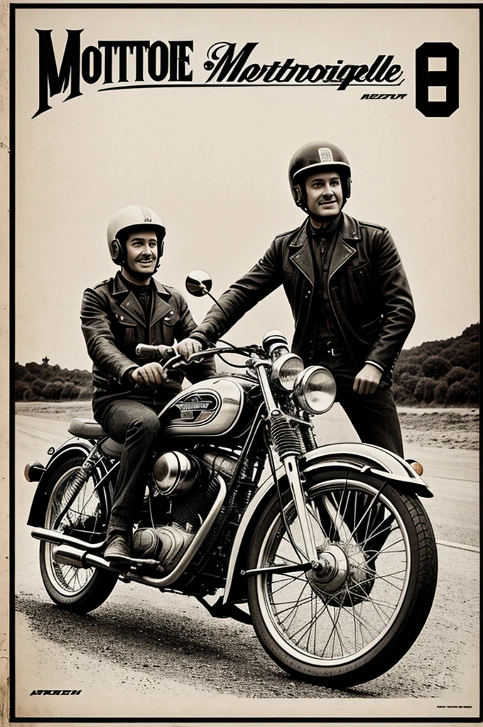 Vintage color Motorycle poster monochrome illustration