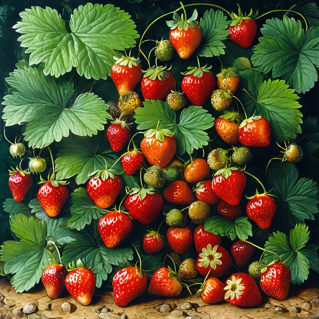 a sprig of strawberry fruit