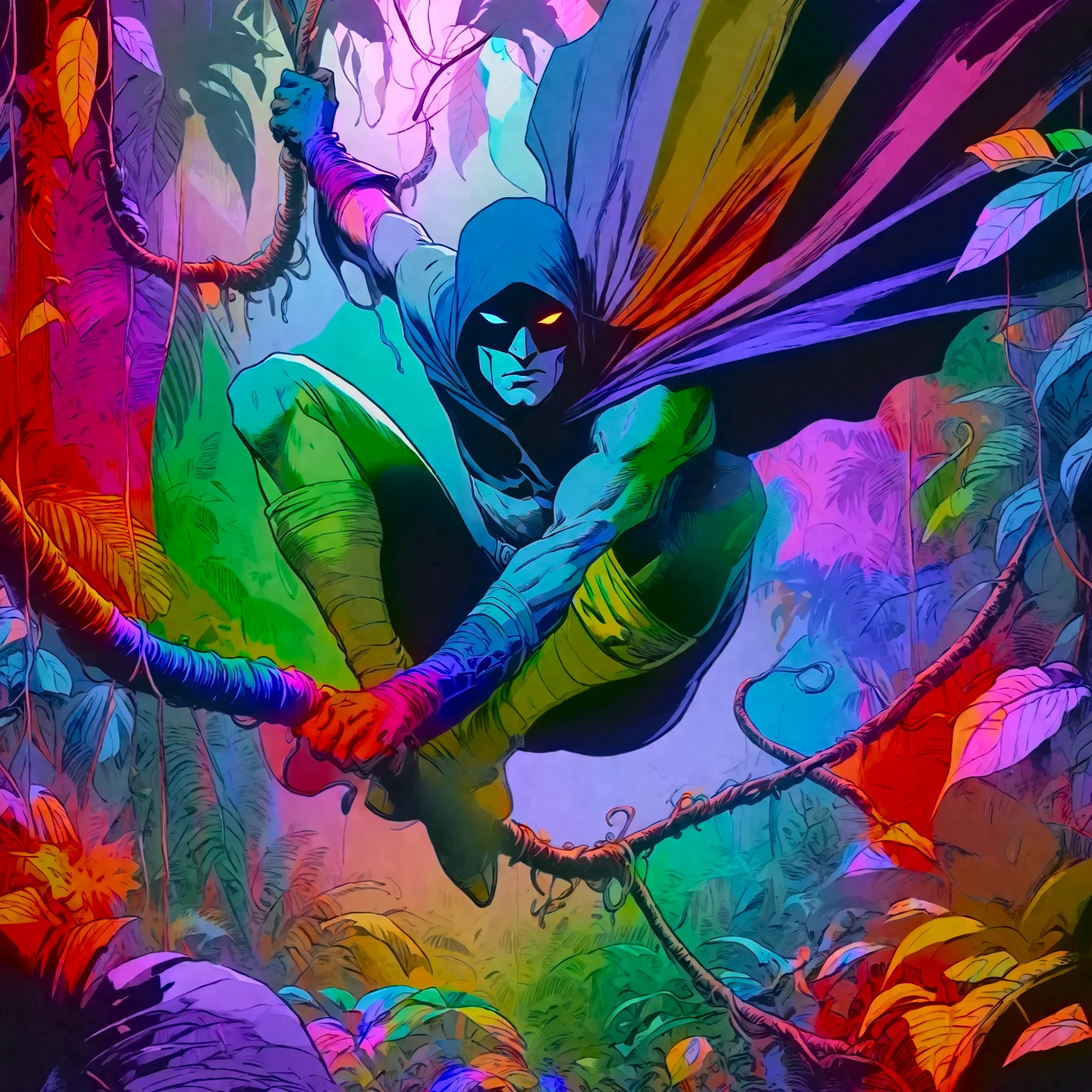 nighttime, darkness, low level neon glow, translucent, thermal iridescence effect, glitch, distortion, roygbiv, no light source, overwhelming