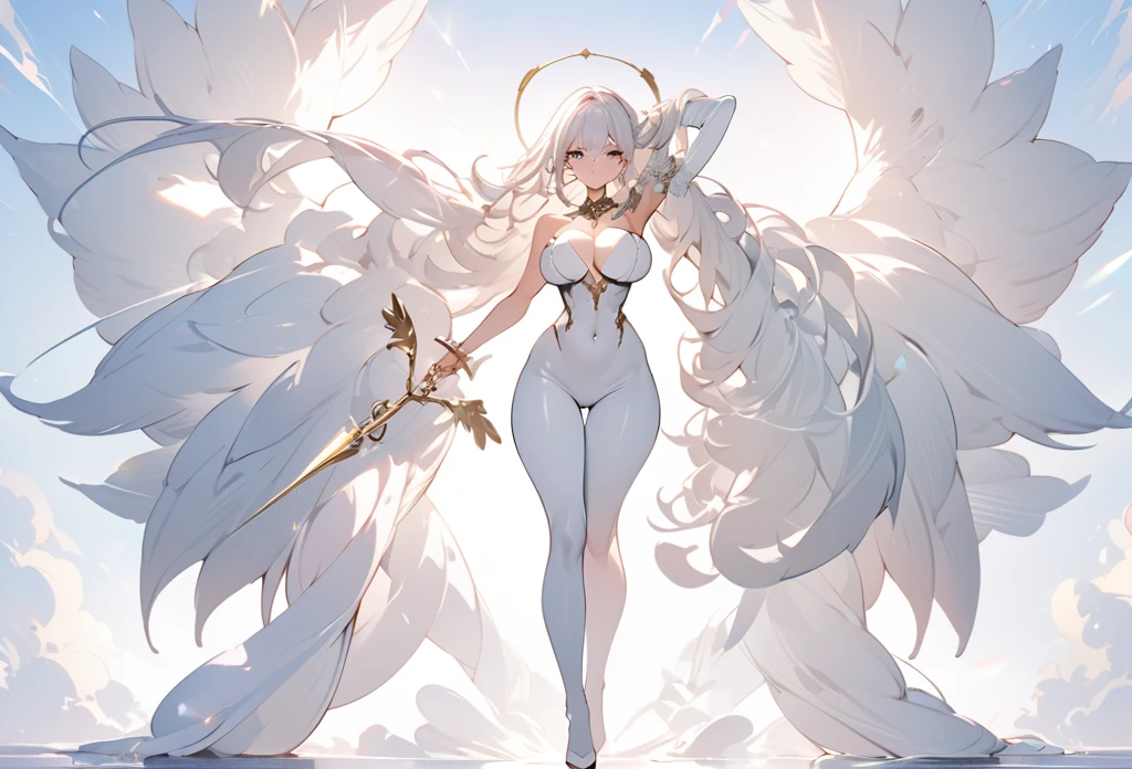 ((Masterpiece, top quality, high resolution)), ((highly detailed CG unified 8K wallpaper)), (huge stunning goddess shot, very hot and sexy, jaw-dropping beauty, perfect proportions, beautiful body, slim body beauty:1.3), Cupid drawing a bow, the tip of the arrow is heart-shaped, aiming at the viewer, full body,