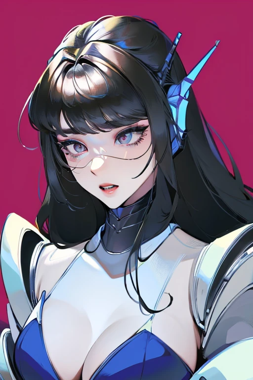empty eyes,robotized woman ,big bust,Robot Joint ,Metal skin