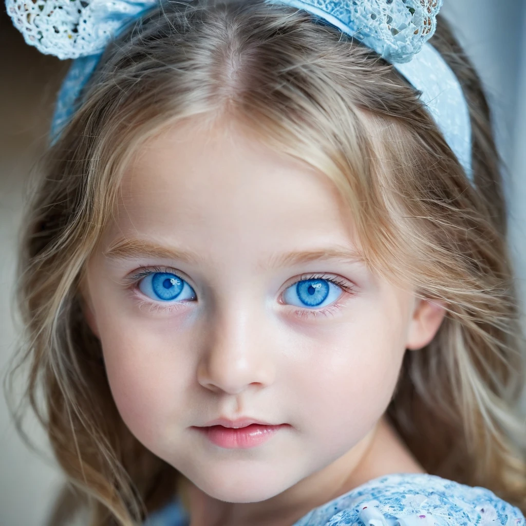 Cute girl with baby face, charming blue eyes ,looking tha cameramen