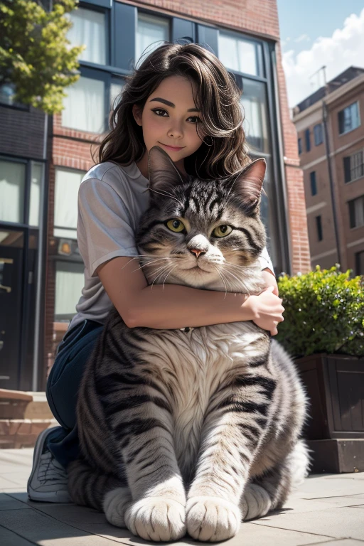 Giant Cat, Fluffy cat,Cute Cat, Bast
masterpiece,Highest quality,8k,High resolution,
Fantastic,cute,amazing,
Please draw a giant cat in a city. 