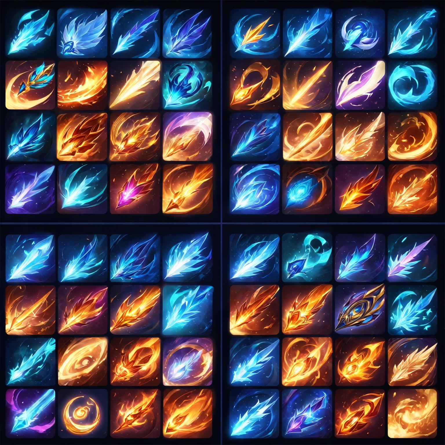 Skill Icon, League of Legends Arcane, Skill competency art, blue fire power, League of Legends art style, arcane league of legends, League of Legends style art, League of Legends style, Duelist Style, epic art style, vfx sprite sheet!!!!!