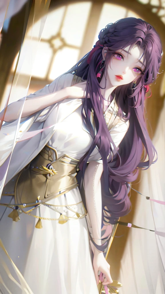 Purple hair, pink eyes