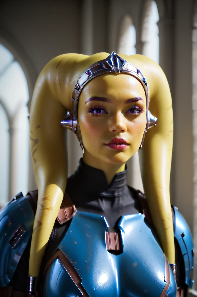 a fall body ((female twi'lek ))mandalorian, beautiful detailed eyes, beautiful detailed lips, extremely detailed face, long eyelashes, mandalorian armor, sci-fi, cinematic lighting, dramatic, epic, intricate details, hyper-realistic, 8k, high-quality, photorealistic