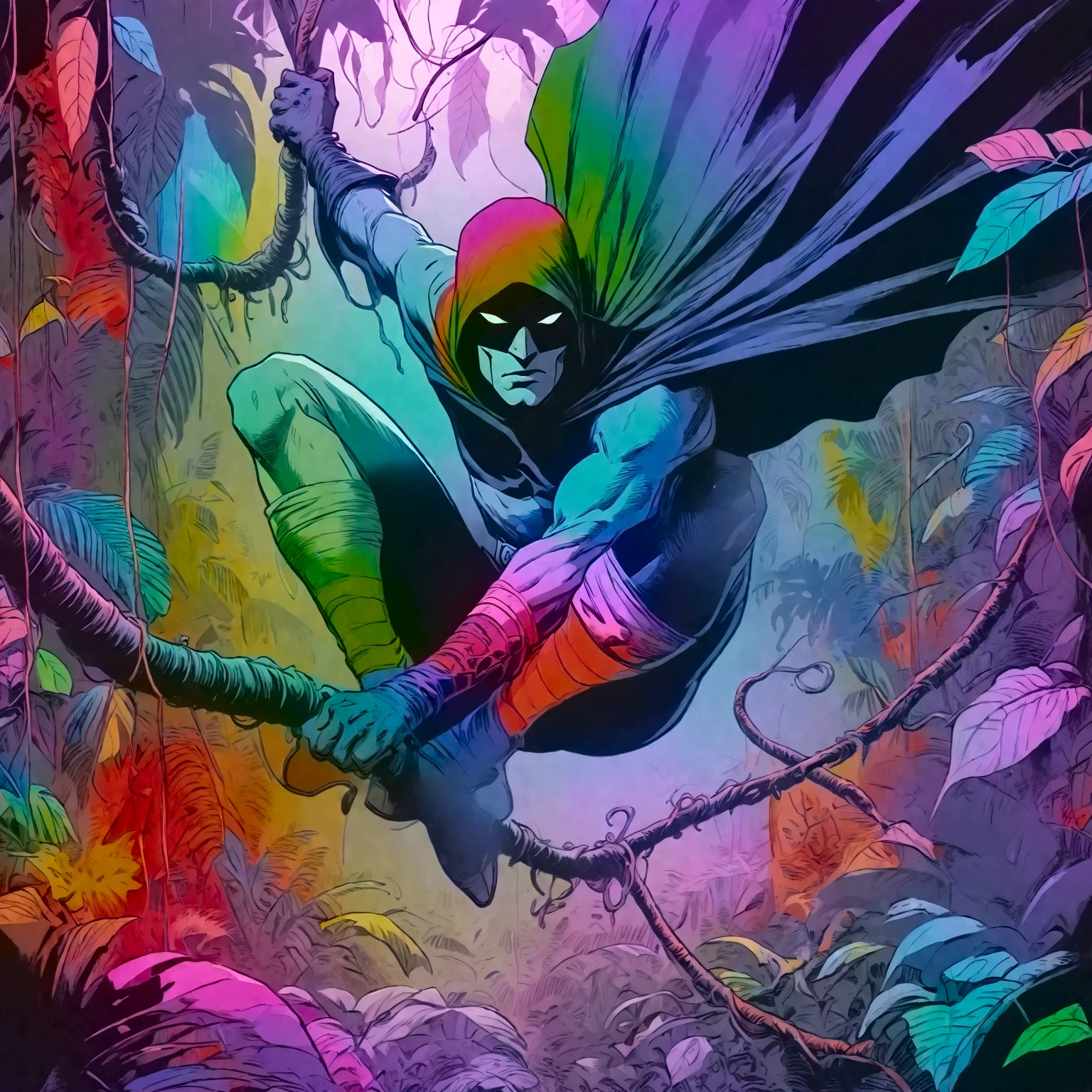 nighttime, darkness, low level neon glow, translucent, thermal iridescence effect, glitch, distortion, roygbiv, no light source, overwhelming