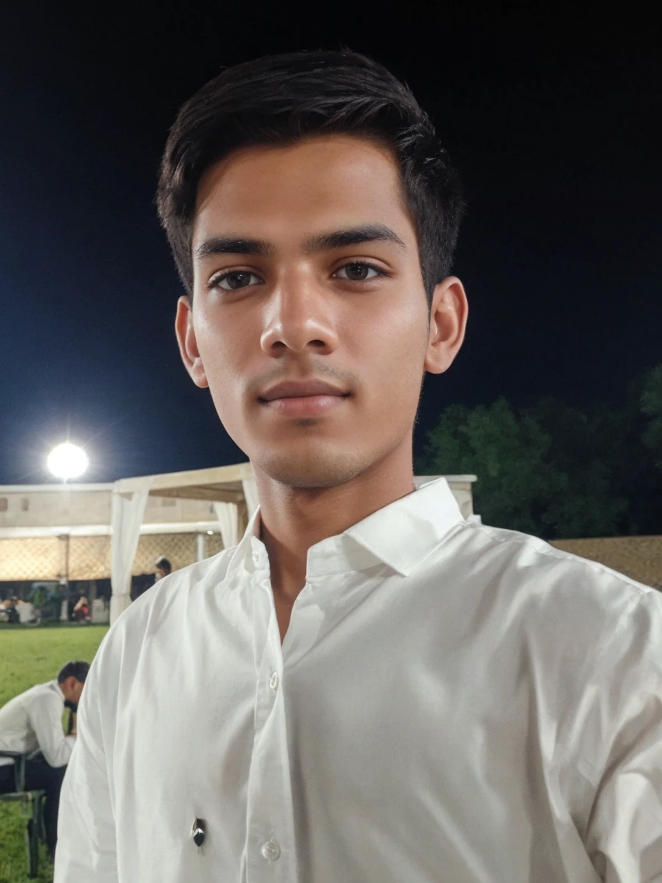 Add my face on  A cinematic photo of a 16 years old men with Arab and european features, A young man with short, dark hair, dressed in stylish yet understated clothing. His piercing gaze is framed by sunglasses, often concealing a glint of excitement. His confident demeanor and sly smile give the impression of someone constantly in control of the situation. , wearing a slight smile, fair-skinned, broad shoulders, mysterious gaze, detailled skin texture, (blush: 0.5), (goosebumps: 0.5), ((best quality)), ((ultra resolution)), ((photorealistic: 1.4)), (intricate details), facial details, front view