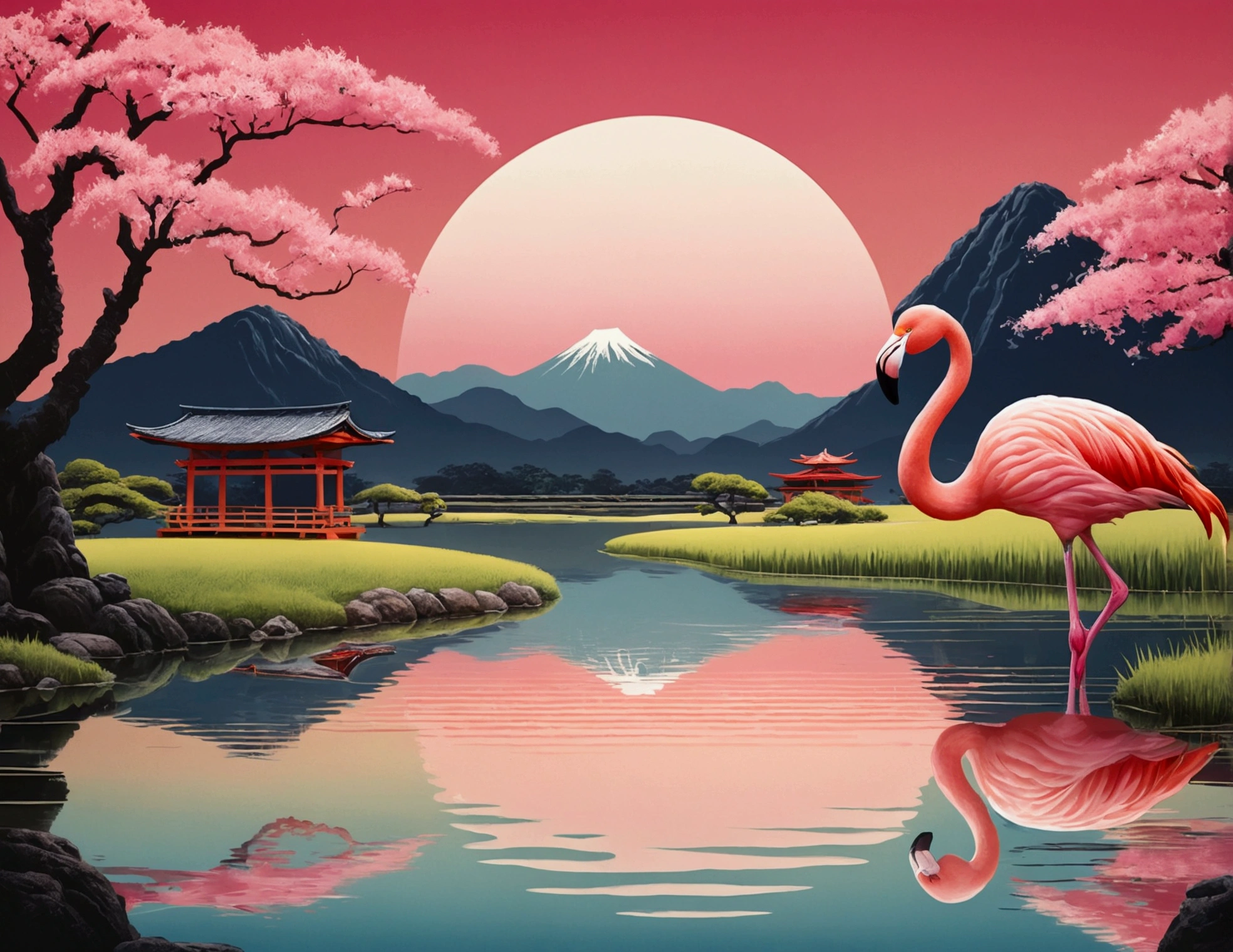 Flamingo Japanese style country