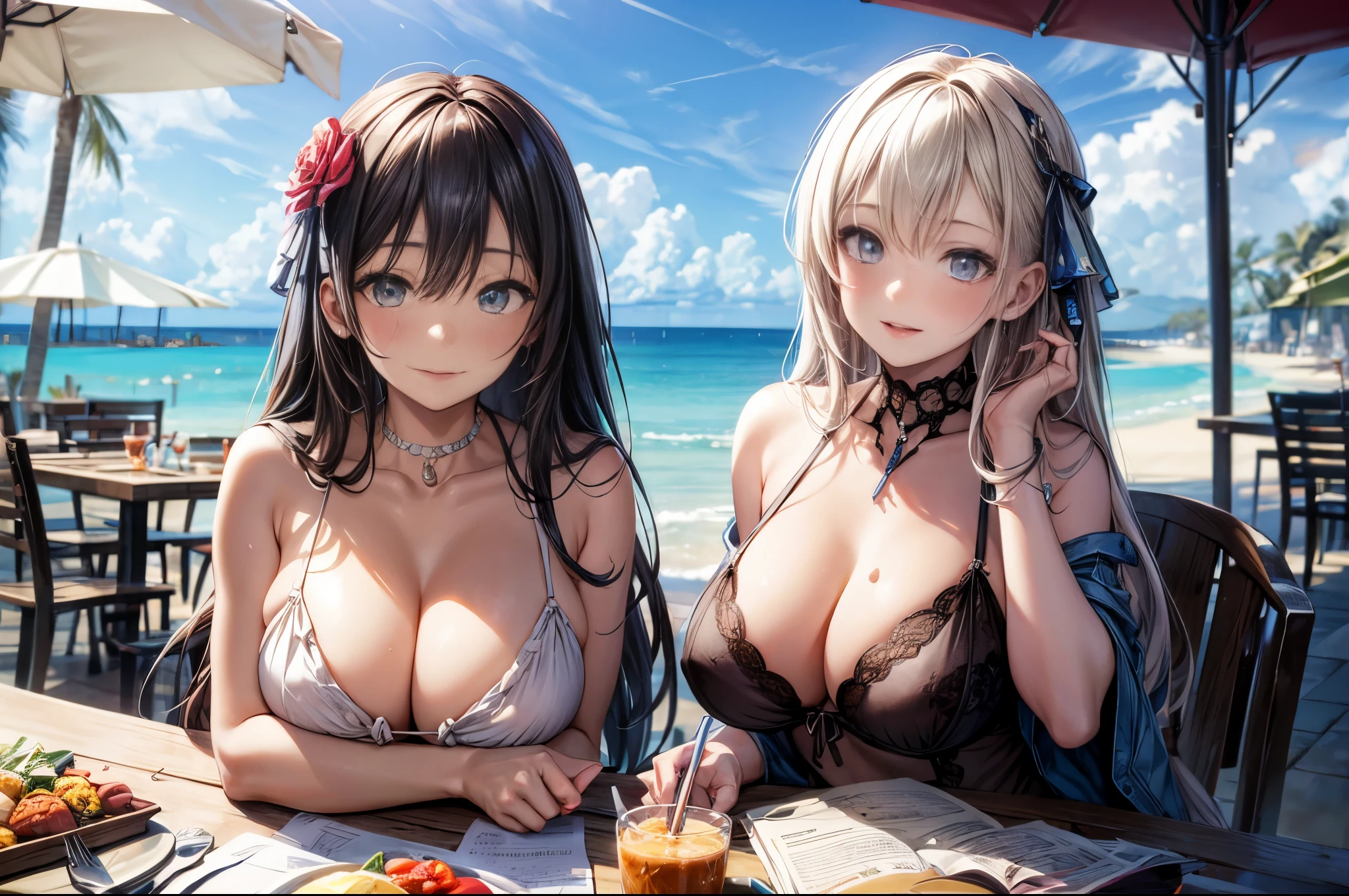 masterpiece, best quality, high quality, detailed, ultra detailed, hyper detailed, insanely detailed, exquisite, beautiful, FHD, Full-HD, 4K, 8K, 16K, highres, absurdres,summer girls!!