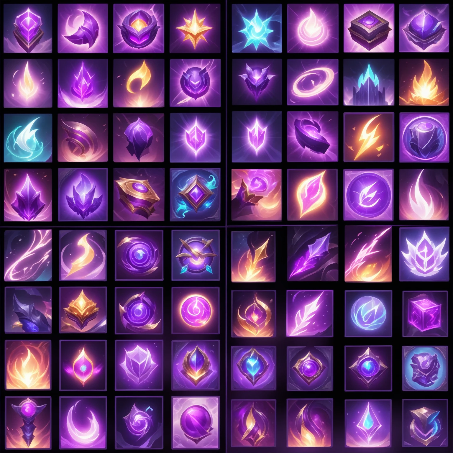 Game Icon Assets, League of Legends Inventory Items, arcane league of legends, Neon glowing spell, League of Legends Arcane, Glowing energy effect, RPG Inventory Items, Arcane Bomb, Lightning Mage spell icon, Purple flames surrounding the magic arena, Fantasy game spell icons