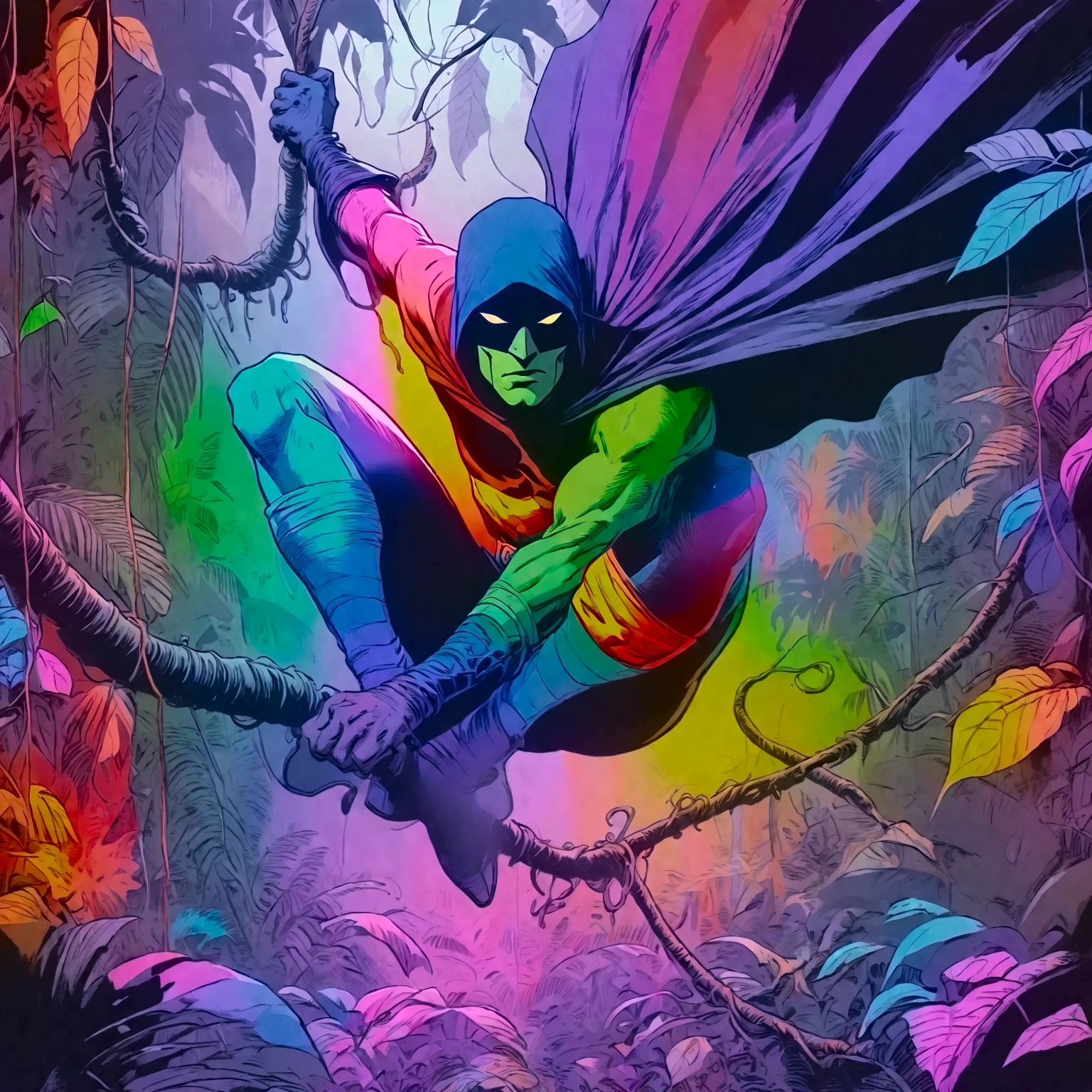 nighttime, darkness, low level neon glow, translucent, thermal iridescence effect, glitch, distortion, roygbiv, no light source, overwhelming
