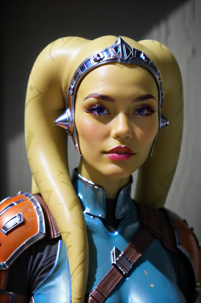 a fall body ((female twi'lek ))mandalorian, beautiful detailed eyes, beautiful detailed lips, extremely detailed face, long eyelashes, mandalorian armor, sci-fi, cinematic lighting, dramatic, epic, intricate details, hyper-realistic, 8k, high-quality, photorealistic