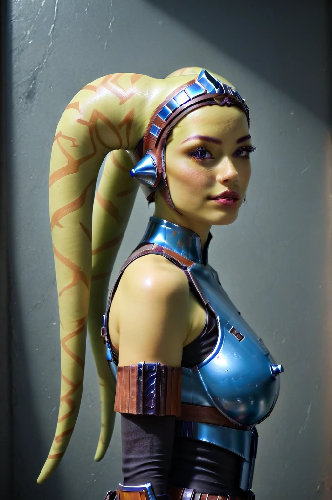 a fall body ((female twi'lek ))mandalorian, beautiful detailed eyes, beautiful detailed lips, extremely detailed face, long eyelashes, mandalorian armor, sci-fi, cinematic lighting, dramatic, epic, intricate details, hyper-realistic, 8k, high-quality, photorealistic
