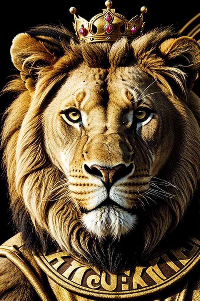 The logo with the head of a lion with a crown and letters that say Epic King