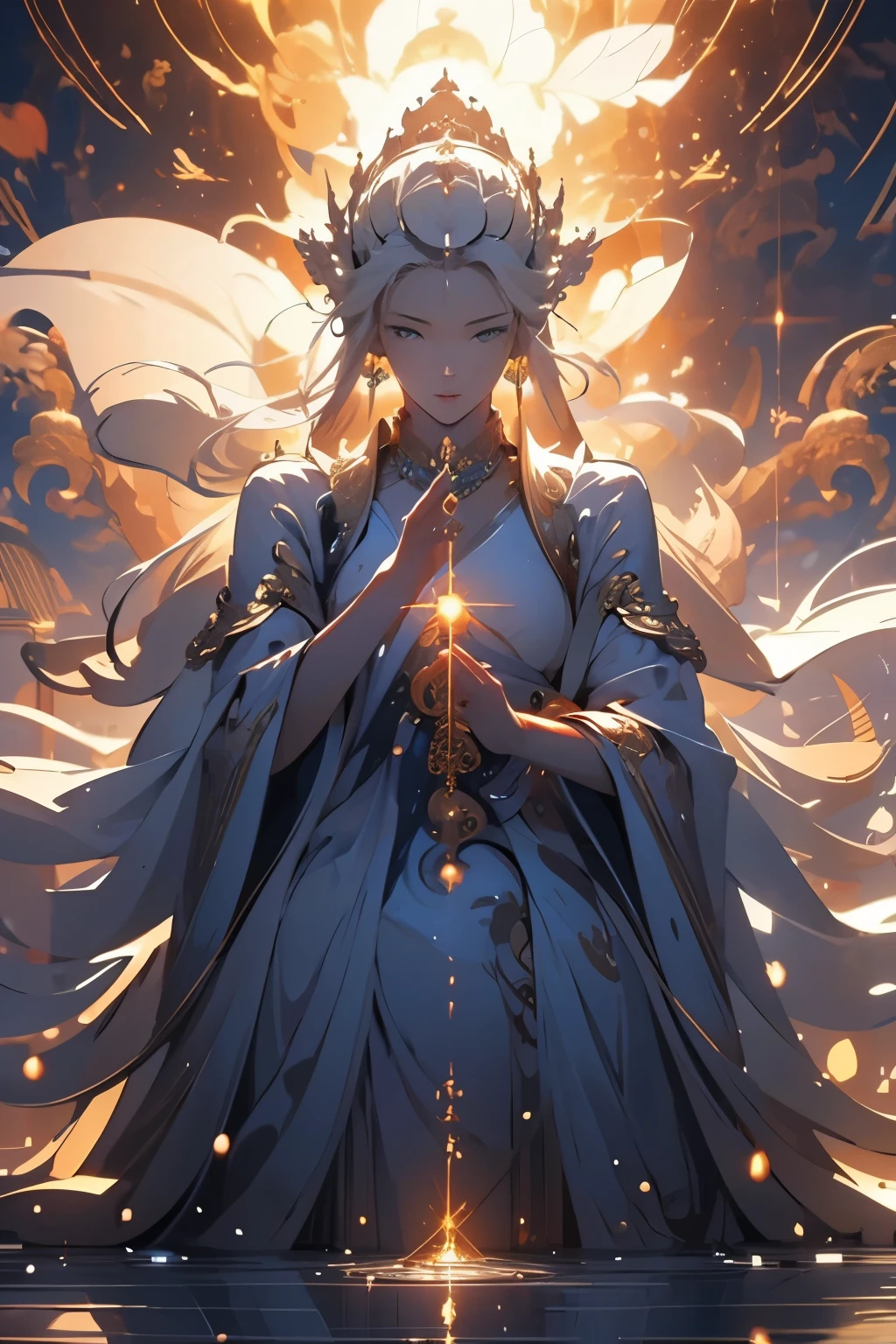 Avalokitesvara、High resolution、High resolution、8k、The background is a big splash of water。Masterpiece 2 :1,、Charming goddess、