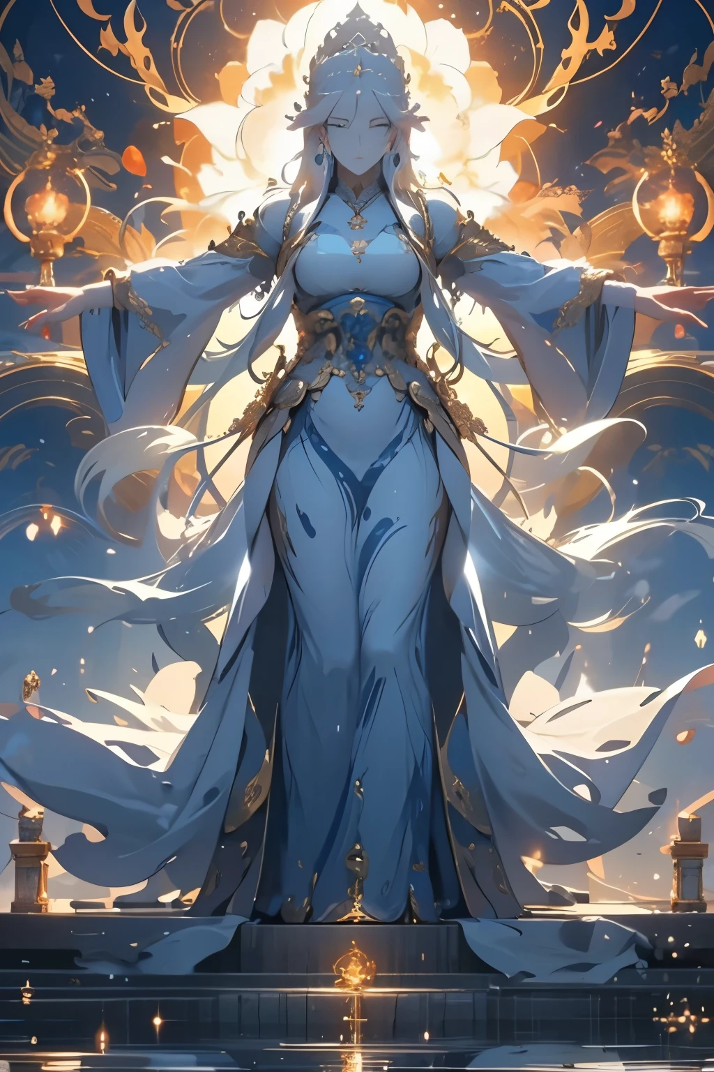 Avalokitesvara、High resolution、High resolution、8k、The background is a big splash of water。Masterpiece 2 :1,、Charming goddess、