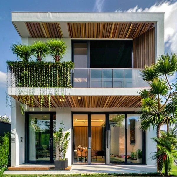 Masterpiece, high quality, best quality, authentic, super detail, outdoors, onestoreyvillaXL, aiaigroup, house style modern on the street ,stairs, white wall ,road,pavement, grass, trees, sky, cloud, (daylight:1.1)
