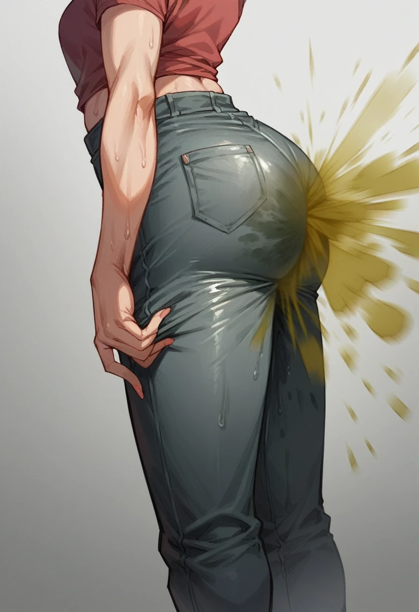 1girl, (((wet fart in pants))), (((messy fart in pants))), (((soiled pants)))