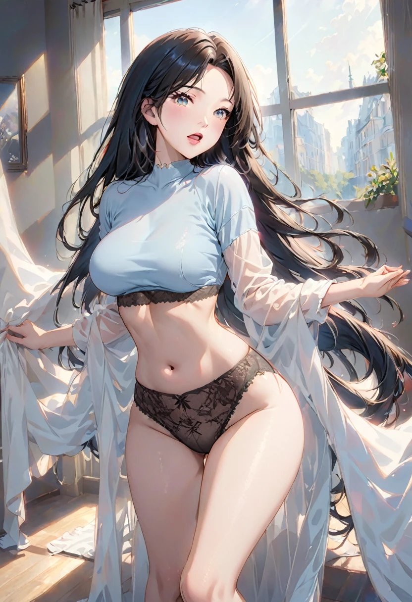 Top quality, Reality, 8K, HD, 1 girl, miss, (Sexy pose: 1.9, Touch: 1.9, Clive Arch: 2), Gorgeous, (Big goals: 1.8), (underwear: 2, OK: 1.9, underwear: 1.4), (short hair: 2, Bob: 2, partedbangs: 1.6), Viewers, (1 girl's Eyes: 1.6), Reality, (Bokeh), (Flowing long hair, Lips, open mouth: 1.43), Gorgeous, Pure face_v1:1,