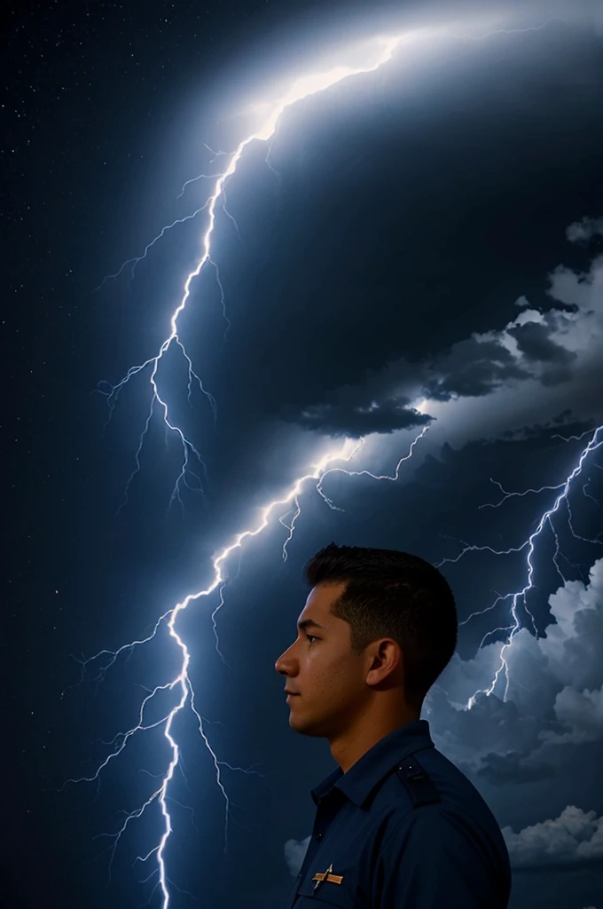 Profile photo for a Meteorology page in Central America, with rain, lightning and meteorology stuff, with a navy blue background or something related to meteorology