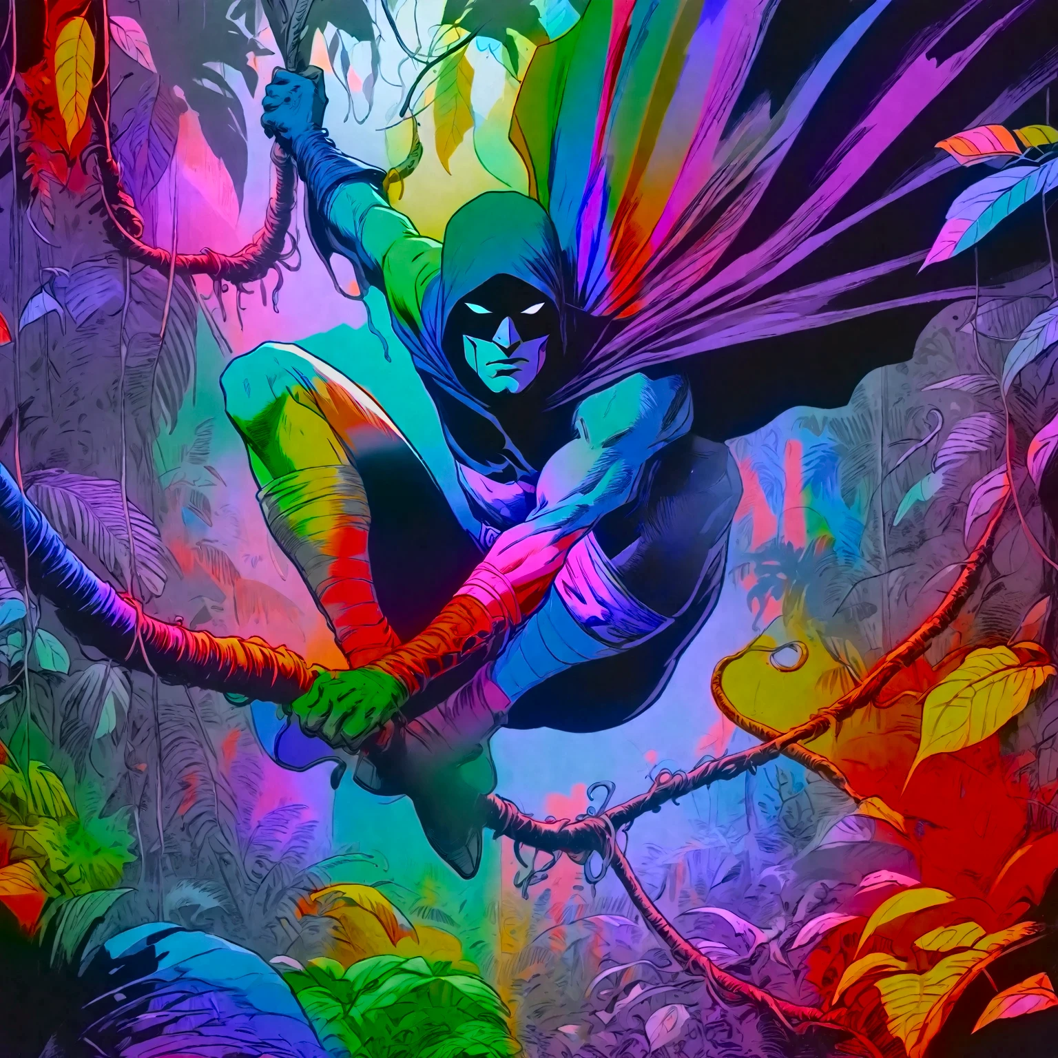 nighttime, darkness, low level neon glow, translucent, thermal iridescence effect, glitch, distortion, roygbiv, no light source, overwhelming