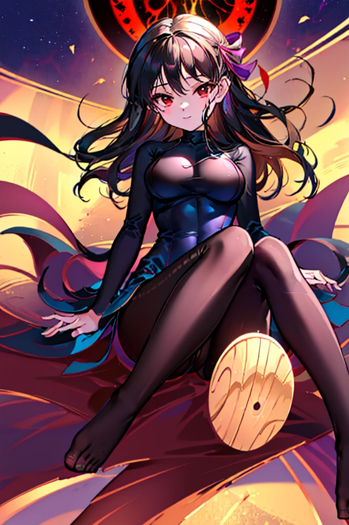 Highest quality Highest quality Draw a face carefully High-definition anime-style face Super Glowing Skin Long black hair Brown leotard Golden pantyhose Succubus lure smile Lying down Show the soles of your feet Close up of the soles of the feet