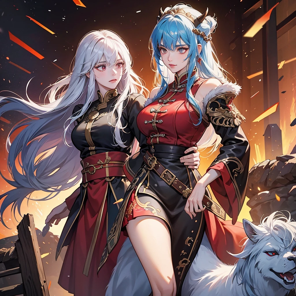 1 beautiful genghis khan lady, , demon slayer, 8k, hd, unreal engine,