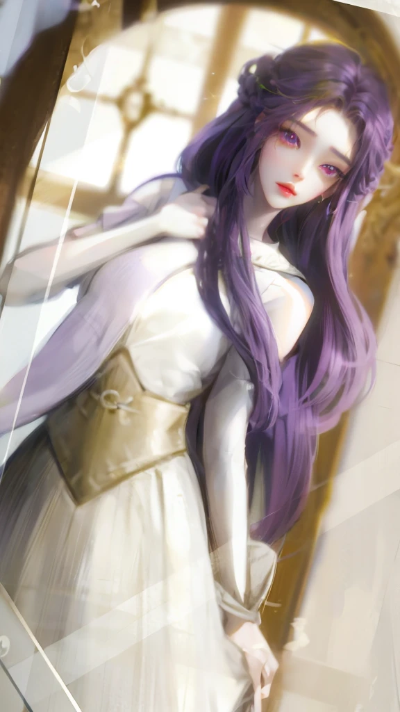 Purple hair, pink eyes