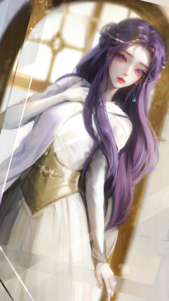 Purple hair, pink eyes
