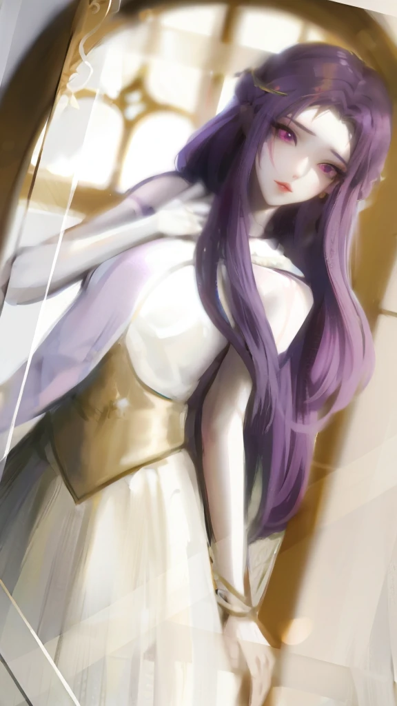 Purple hair, pink eyes