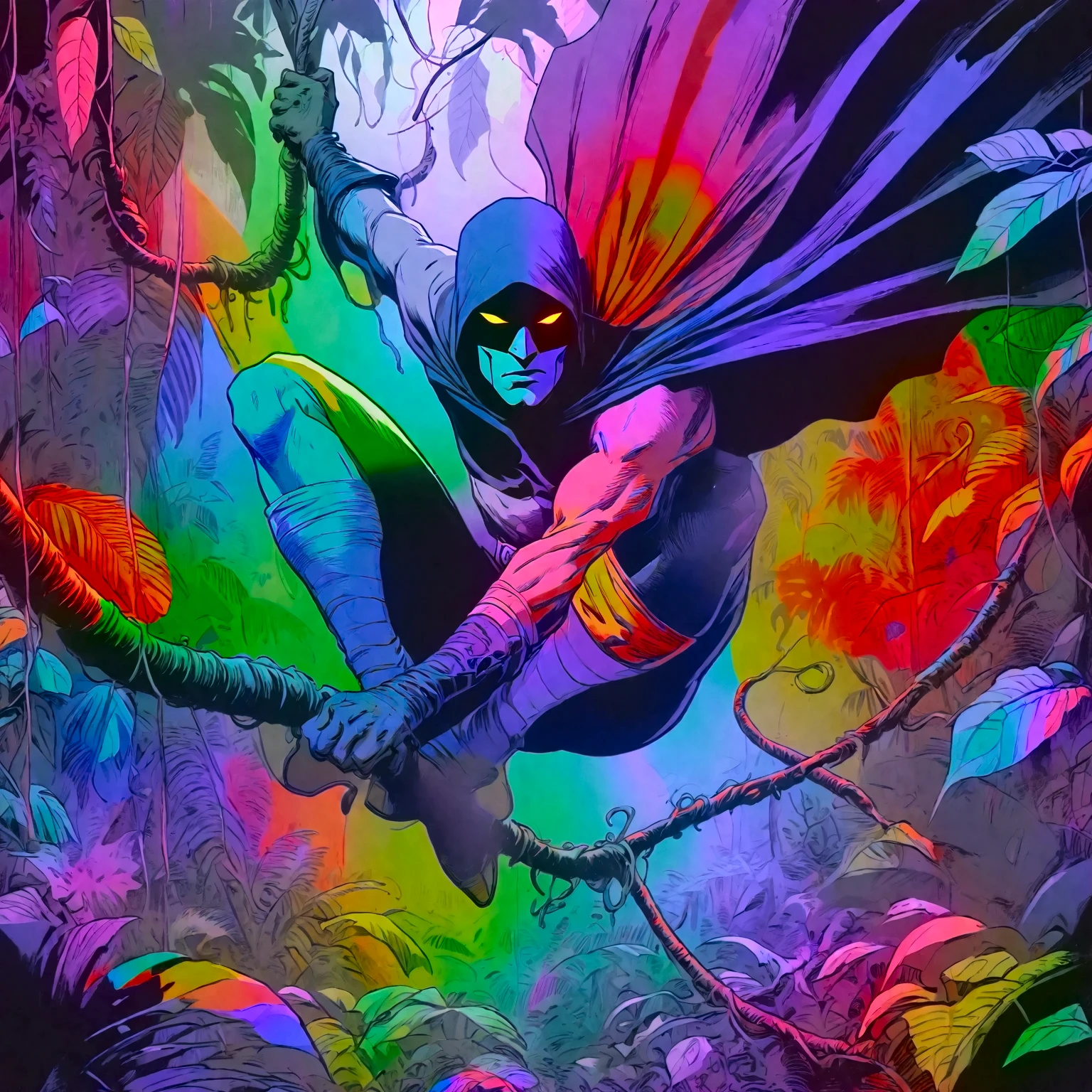 nighttime, darkness, low level neon glow, translucent, thermal iridescence effect, glitch, distortion, roygbiv, no light source, overwhelming