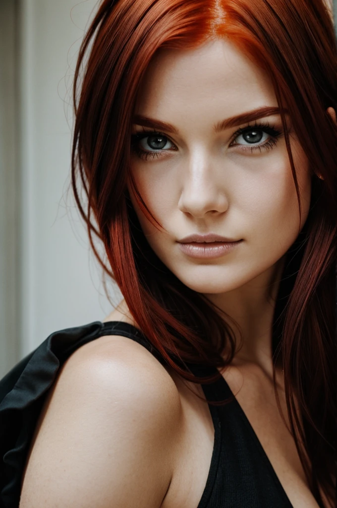 one piece, redhead woman with black locks of black eyes