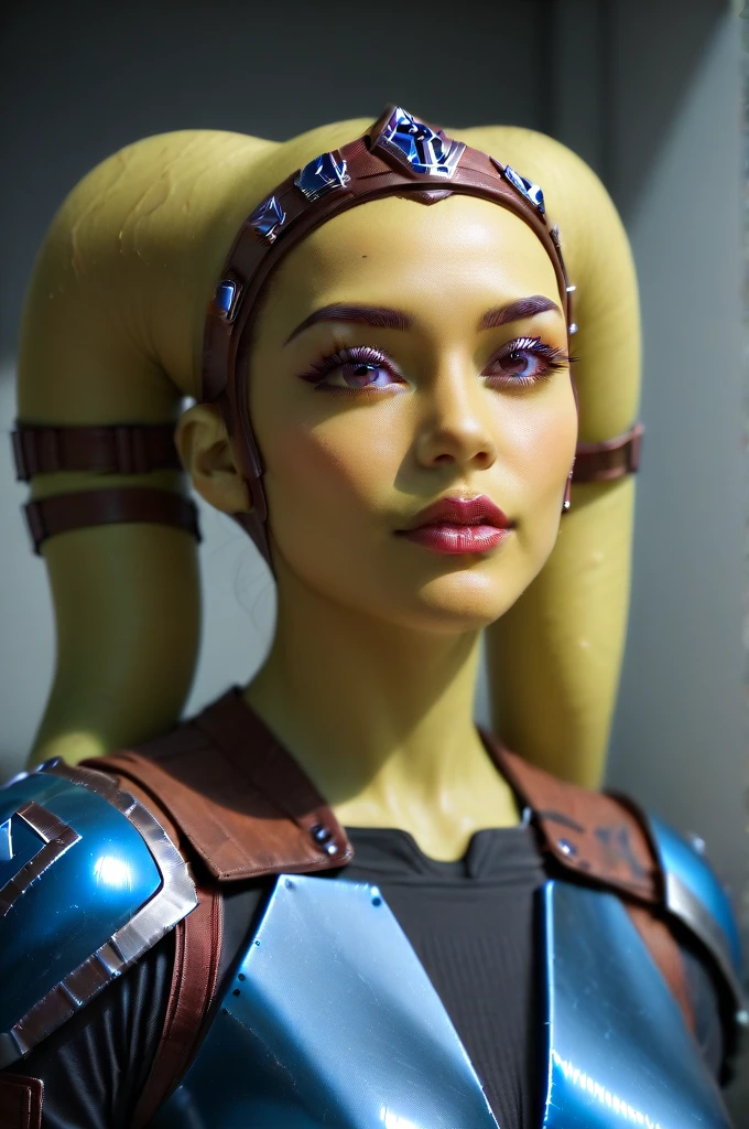 a ((female twi'lek ))mandalorian, beautiful detailed eyes, beautiful detailed lips, extremely detailed face, long eyelashes, mandalorian armor, sci-fi, cinematic lighting, dramatic, epic, intricate details, hyper-realistic, 8k, high-quality, photorealistic

