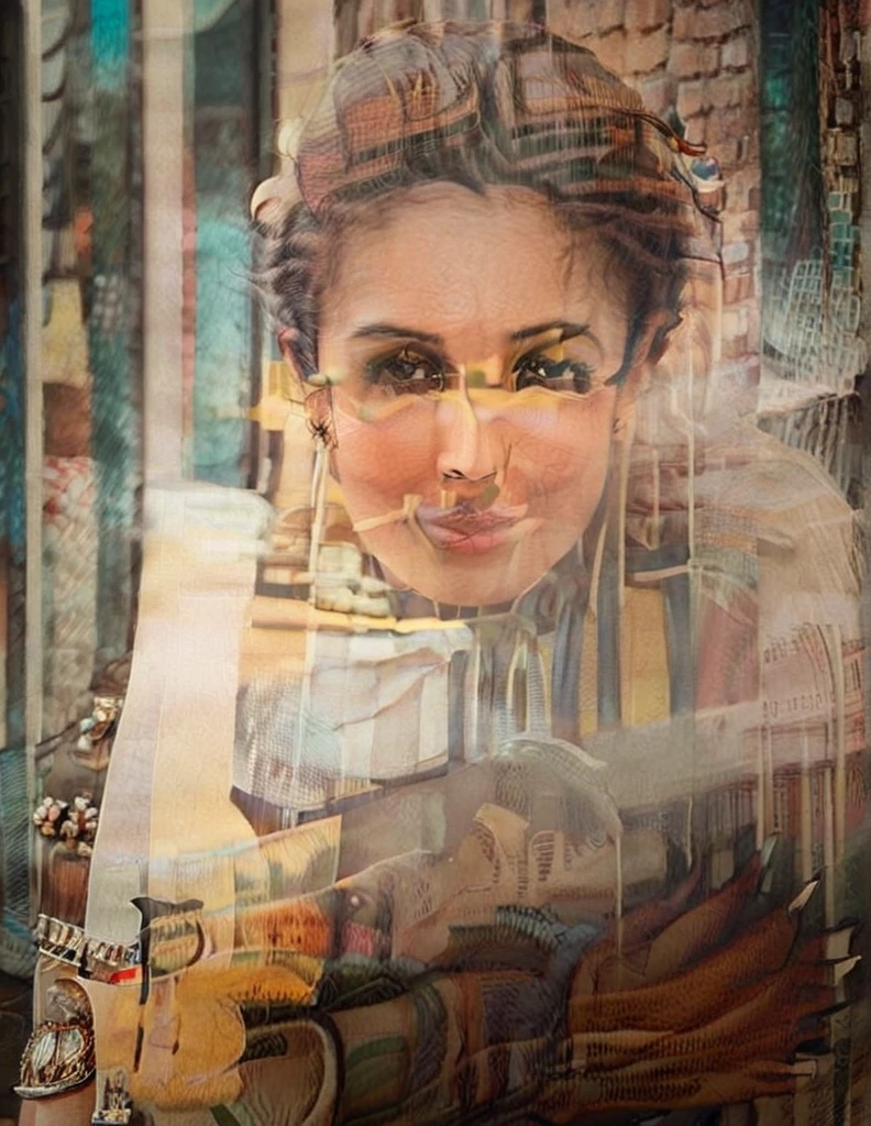 MalaikaArora,portrait, city,close up of a Elderly buxom (Girl:1.2) , Tiara, near Gwalior Fort, deep focus, L USM, CineColor, 8K, Concept Art World