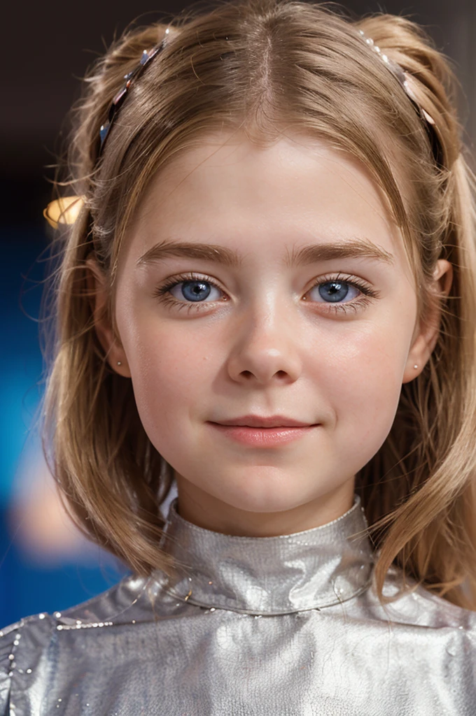 Marketing for Dutch demographics. Product design sheet. Photorealistic clone of McKenna Grace minimalistic lovebot in Buff in a user situation. Full unobstructed view between. High detail in full color. She is undergoing simulated client experience situations with volunteers probing. Fun.