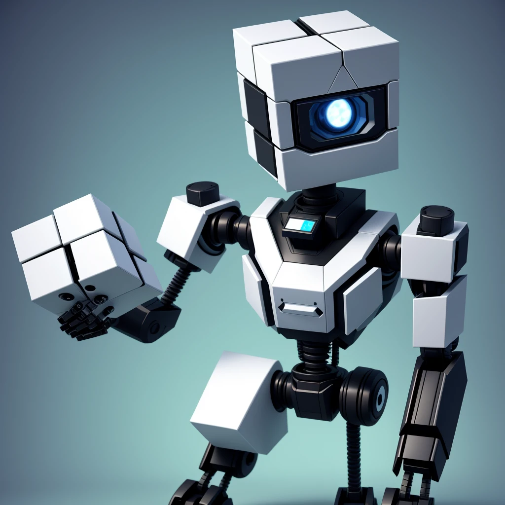 lowpoly 1robot with cartoon style, scifi, geometrical, high detail, best quality,
(simple background:1.3), (cube:1.1),
