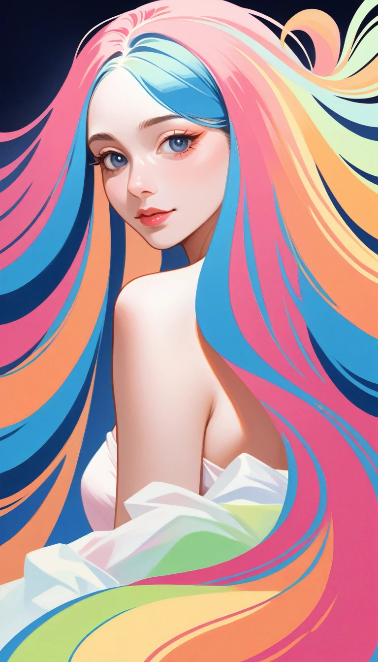 score_9_up, score_8_up, score_7_up, Painting of a woman with long colorful hair, Beautiful digital illustrations, Stunning digital illustrations, Gorgeous digital art, A beautiful artistic illustration, Beautiful digital artwork, Beautiful digital art, Beautiful digital illustrations, Complex digital painting, very Beautiful digital art, Vibrant digital painting, beautiful Gorgeous digital art, Psychedelic flowing hair, Colorful numbers, Inspiring digital art, Stylized digital art
