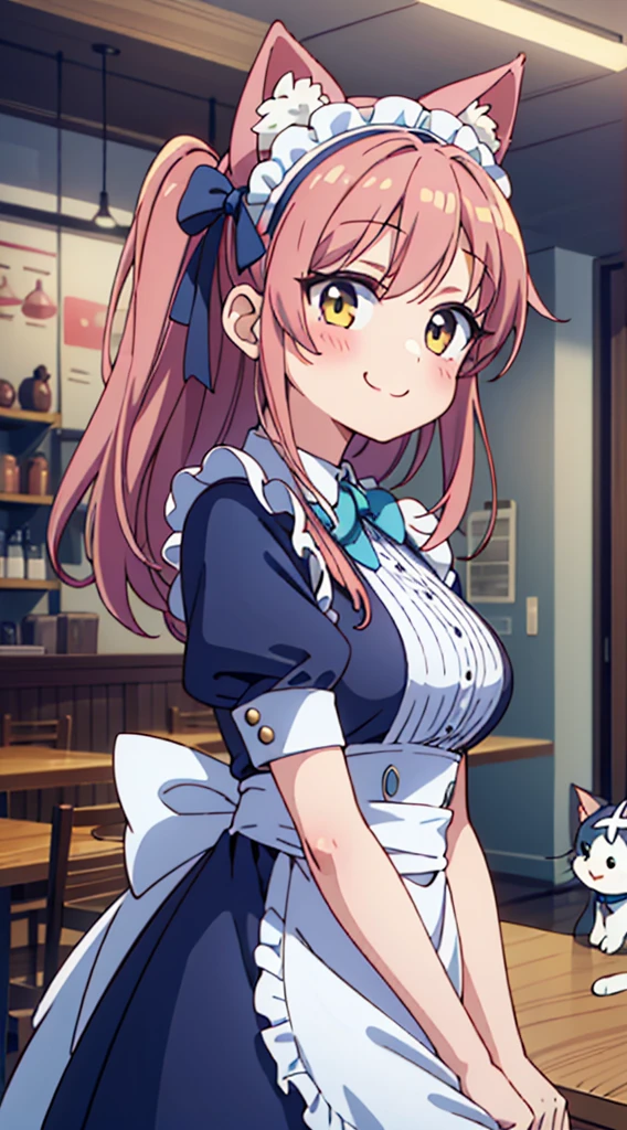 (Cute illustration:1,2),(Absurd realistic structure details),(High resolution complex and detailed text quality),(High-resolution microstructure、High poly 3 boobs   D rendering correction),Methods of geometry,Careful explanatory anatomy, 

BREAK,



1girl in, (Cute:1.5),(Chibi:0.5),(kawaii:2.0),(Lori:2.0),(7 year old girl),(Solo:1.65),BREAK, (flat chest:1.2,), Clear skin, Beautiful skin, Shy, One Beautiful Girl,(Hair Bow, reddish brown hair, Twin-tailed:1.2), (Brown eyes, long eyelashes, Double eyelids: 1.2), Shiny skin, gleaming skin,Clear skin, Beautiful skin,( A smile:1.5), Solo,gleaming skin, Clear skin, Beautiful skin(best quality face),(Top quality glowing eyes),   BREAK (Pink Theme:1.4), (Vivid colors:1.3), A cafe with a girl wearing a maid outfit and a cat ear headband.,

BREAK,(early evening),is standing,a closed mouth,(architecture, cafes,Cat Maid,The table,shop front,working cat ear maid,Menu table above table:1.55), Waterfall,depth of fields,

 BREAK,wakame,wakame,wakame,(Dynamic Angle:1.4), 

BREAK,(Blurry background:1.3),(absurderes, hight resolution, Super Detail Art),cel shading,Clear Color, Lonely optical effect, Beautiful pictures, Bright glow, mystic atmosphere,(Close-up of girl:1.1), Mystical light particle effect,manga influence, clean line drawings,