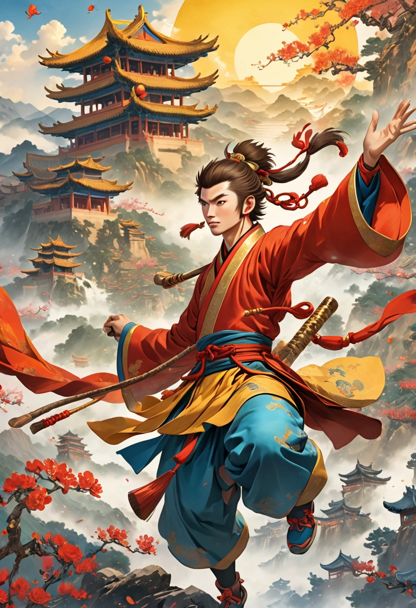 top quality, best quality, High-quality illustrations, masterpiece, super high resolution, detailed background, monkey: a journey to the west, A classic of Chinese literature, this beloved folktale is part adventure story, Sun Wukong, Zhu Bajie, Sagojo, Sanzang,