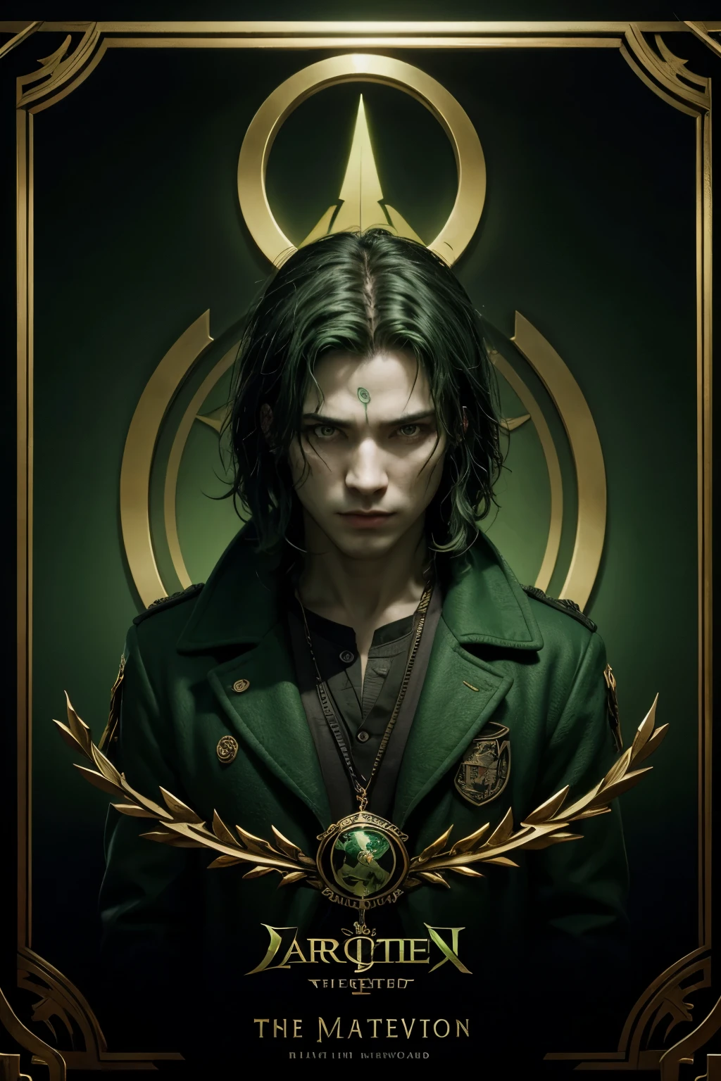 create a coat of arms in green color in the avatar movie theme