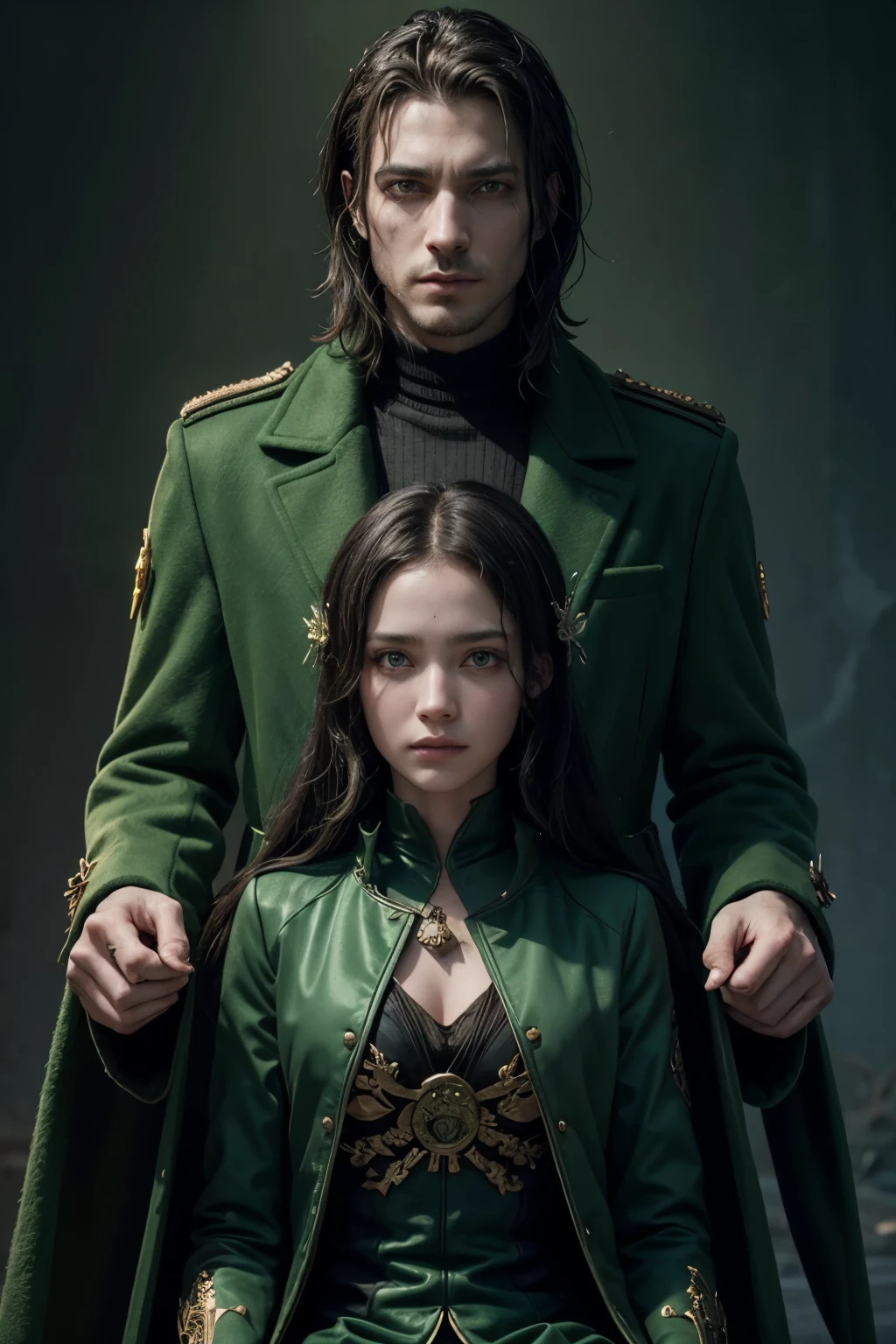 create a coat of arms in green color in the avatar movie theme