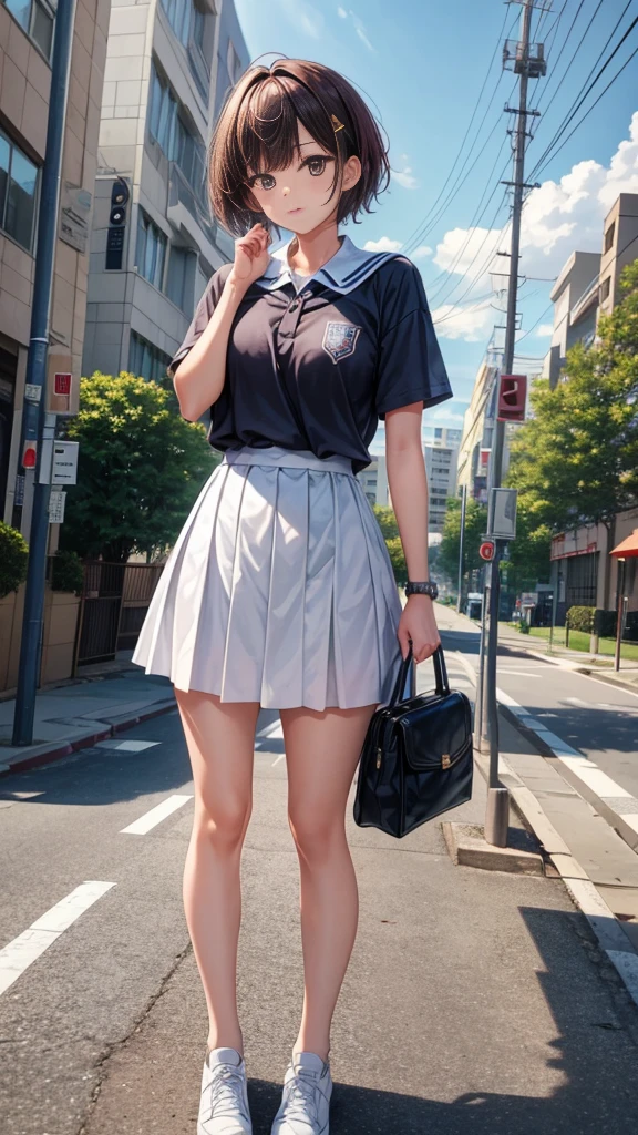 I am a girl who goes to high school 。short hair