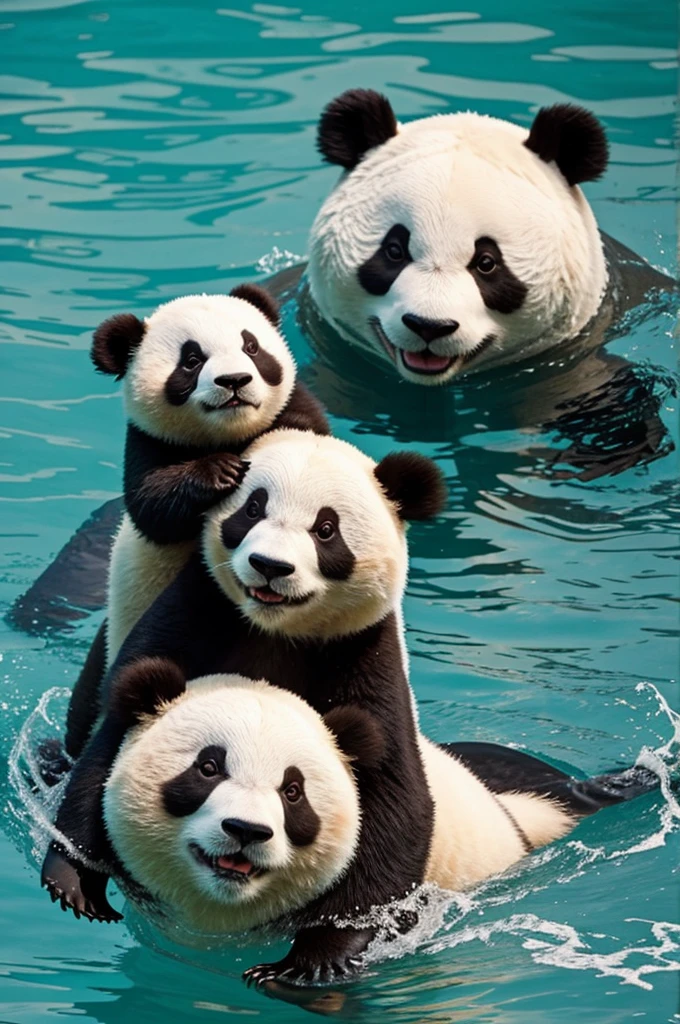 A cute panda bear and a dolphin