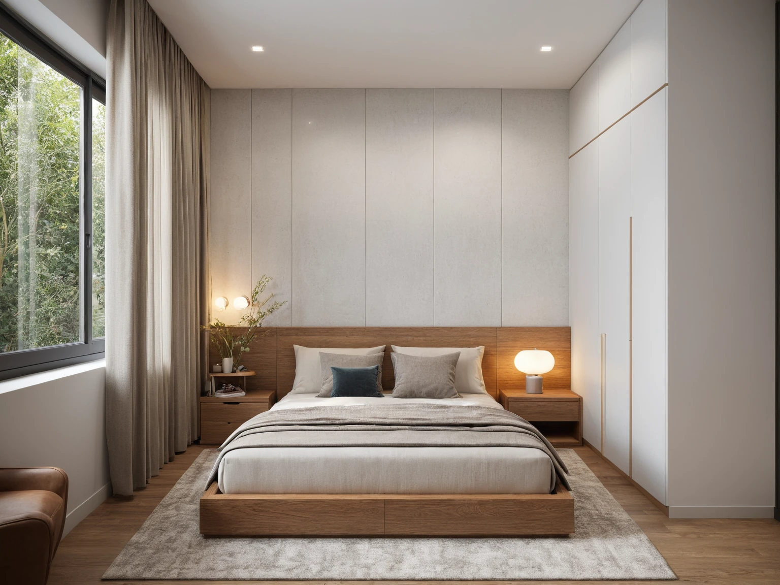 Interior Design, (modern interior space), (modern furniture design), (space that realistically describes the modern interior of a townhouse), (soft warm led light), (circle spotlight), (indoor), (neutral white tone color), (white wall), (An Cuong Wooden Furniture minimalist Style), (An Cuong wood with MDF surface glued with melamine coating), (architectural design visualization), (reflection), (focus on object), (material normal bump real reflection), (multi-level reflection), (chao vantage software visualization render),(((Best Quality))), ((Masterpiece)), ((best illustration)), ((best shadows)), (( Super Detail)), (Intricate lines), (Photorealism),(hyper detail), ((archdaily)), ((award winning design)), (dynamic light), ((spotlight)), (perfect light), ( shimering light), ((photorealistic)), ((intricate detail)), ((extreme detail)), ((crazy detail)), ((octane render)), ((trending on artstation)), ((High- fidelity)), ((Viwvid)), ((Crisp)), ((Bright)), ((Stunning)), ((Eye-catching)), ((High-quality)),((Sharp)), ((day sun environment)), ((Illuminating)), ((Flawless)), ((High-quality)),((Sharp edge render)), ((medium soft lighting)), ((photographic render)) , ((detailed archviz)), ((reality environment))