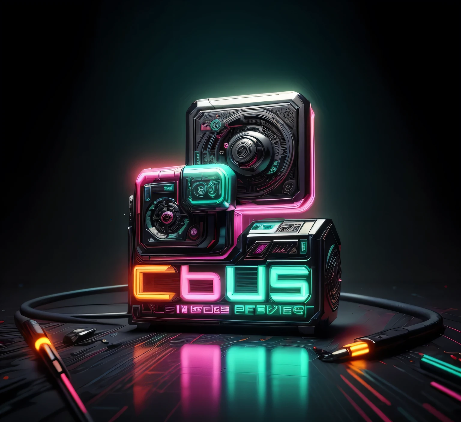 C7b3rp0nkStyle Mini tape dispenser, colorful, cyberpunk style, neon lights, dark mood, high contrast, (Masterpiece:1.3) (best quality:1.2) (high quality:1.1)
