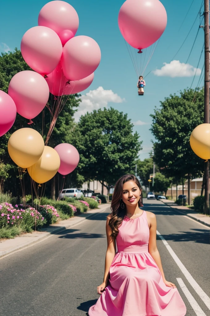 I want to edit a photo of me in a pink dress sitting surrounded by balloons
