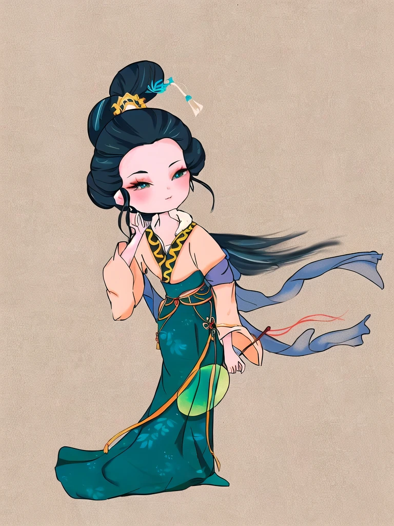 A woman in blue-green ancient costume,Close-up of ancient costume girl,Han Dynasty Makeup,Ancient makeup,Hand Painted,portrait,Girl wearing Hanfu, ancient princess, Chinese Princess, Inspired by Lan Ying, Inspired by Du Qiong, Dynasty princess, Wearing Chinese clothes,4K,8k,超高清Hand Painted