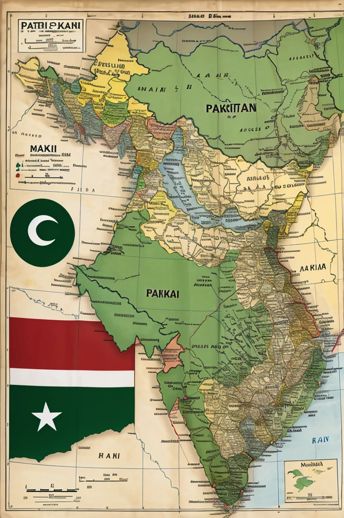 Pakistan flag,map and hakim muhammad saeed